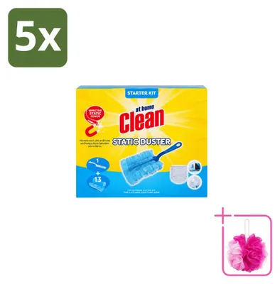 Produktbild von 5 x At Home Clean Staubwischer Starterset mit 13 elektrostatischen Tüchern - Sparpackung - 5 Stücke
