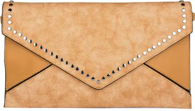Productafbeelding van styleBREAKER Envelopetas met kuvertontwerp, voorzien van studs, in een tweekleurige, vintage wassing