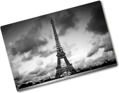 Produktbild von Tulup Glas Herdabdeckplatte - 80x52 cm - Glaskeramikkochfeld-Abdeckung Spritzschutz Glasabdeckplatte - Einteilig - Sehenswürdigkeiten & Architektur - Eiffelturm Paris - Schwarzweiß