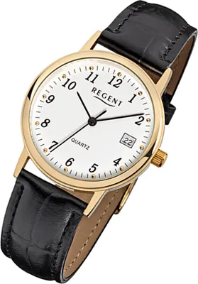 Produktbild von Regent Herren Lederarmband Uhr schwarz F-790 Quarzuhr URF790