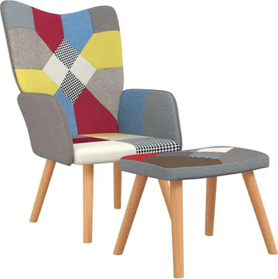 Produktbild von vidaXL Relaxsessel mit Hocker Patchwork Stoff