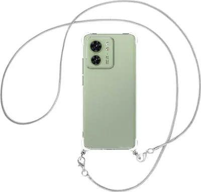 Produktbild von Handykette Backcover-Schutzhülle mit Band (Metall silberfarben) für Motorola Edge 40 5G (6.55'') - silberfarbene Snake-Kette