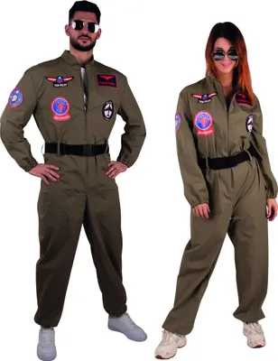 Produktbild von Overall Top Pilot Jetpilot Kampfpilot Air Force Karneval Kostüm uni XL