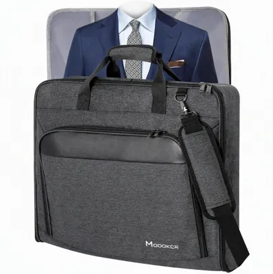 Kleidertasche für Handgepäck, faltbar, schwarz, 54,6 x 9,9 x 45,7 cm