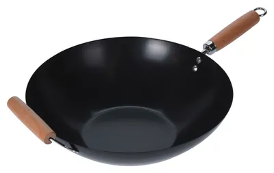 Obrázek produktu pro Wok z uhlíkové oceli s nepřilnavou a dřevěnou rukojetí
