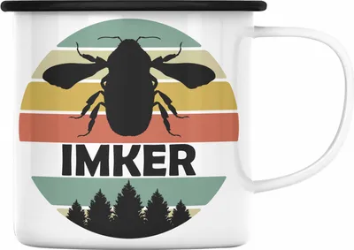 Produktbild von Trendation - Imker Geschenk Emaille Tasse Bienenzucht Emaille Emaille Tasse Geschenkideen Bienenzüchter Bienen Zuebhör Geschenke (Schwarz)