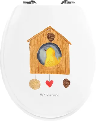 Produktbild von Mr. & Mrs. Panda wc deckel holz Vogel Haus - Weiß - Geschenk, Lustige Sprüche, Toilettendeckel, WC-Sitz, Familie, Brille, Wohnung, Sitz, klo, Zuhause, Klo-Deckel, Castle