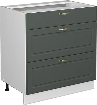 Produktbild von Küchenunterschrank Vicco Fame-Line Grün-Gold Landhaus 80 cm mit 3 Schubladen, ohne Arbeitsplatte, Model 38559