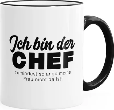 Produktbild von Kaffee-Tasse Spruch Ich bin der Chef zumindest so lange bis meine Frau nicht da ist MoonWorks® schwarz unisize