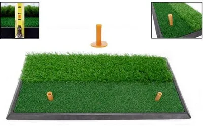 Imagen del producto de Alfombrilla de entrenamiento para golf Unyqoos® de 60 x 30 cm: superficie realista que simula el fairway y el rough, apta para uso en interiores y exteriores, incluye base de goma, peso: 1,98 kg