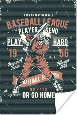 Produktbild von MuchoWow® Poster Vintage - Totenkopf - Baseball 40x60 cm - Plakate für die Wand - Poster Babyzimmer