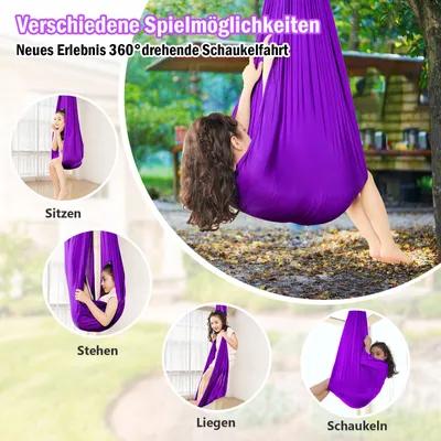 Produktbild von Kinder Schwingen Hängematte, Indoor Outdoor 360° Sensory Swing Elastisch Cuddle Schaukel für Kinder Jungen Mädchen mit Autismus ADHS SPD Asperger,Lila