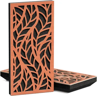 Productafbeelding van 4-delige set – Slanke, geluidsabsorberende akoestische K5-diffusorpanelen | 50x25 cm | Reflectie | Dikte: 33 mm | Kleur: Kirschbaum (kersenhout)