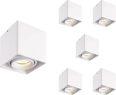 Produktbild von hoftronic LED Aufbaustrahler 4W 345lm 2700K GU10 Weiß 6er Set