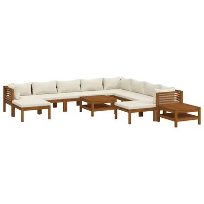 Produktbild von 12-tlg. Garten-Lounge-Set mit Creme Kissen Massivholz Akazie
