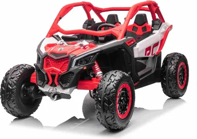 Produktbild von Elektro Kinderauto Can-am Maverick 24V, Rot, Zweisitzer,Hinterradfederung, 2,4-GHz-Fernbedienung, Tragbarer Lithium-Akku, 4 x 200-W-Motoren, EVA-Räder, verstellbarer Fahrersitz, MP3-Player mit USB/SD-Eingang, lizenziert