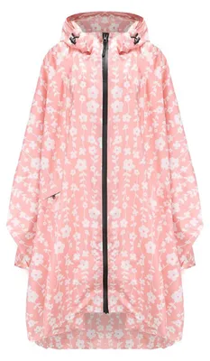 Produktbild von Omgoods – Wasserdichter Regenponcho für Damen – Stilvoll und wiederverwendbar, mit rosa Blumenmuster