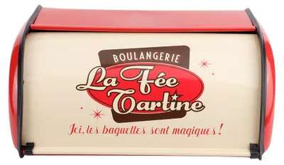 Immagine prodotto di Contenitore portapane in metallo di grande capacità, contenitore per la conservazione in cucina, organizer (rosso)