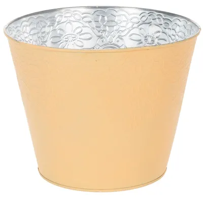 Produktbild von Blumenübertopf aus Metall mit Prägung für stilvolle Dekoration