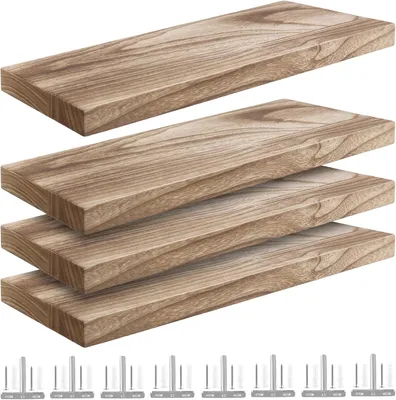 Obrázek produktu pro Nástěnné police, rozměry 40 x 15 cm, sada 4 kusů, dřevo, vhodné do obývacího pokoje