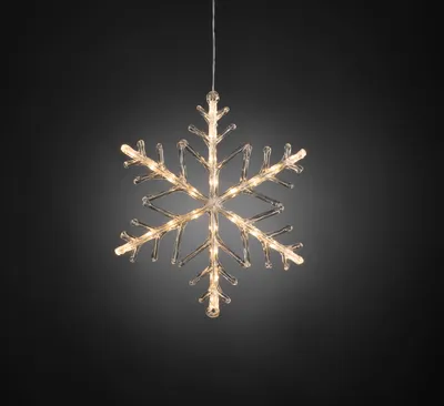 Produktbild von Konstsmide - LED Acryl Schneeflocke, mit 6h Timer, 24 warm weiße Dioden, batteriebetrieben, Außen (IP44), transparentes Kabel, 4 x AA 1.5V (exkl.); 4540-103