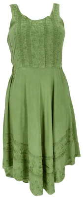 Produktbild von Besticktes Boho Sommerkleid, Midikleid, Indisches Hippie Kleid - Grün, Damen, Viskose, Kleider