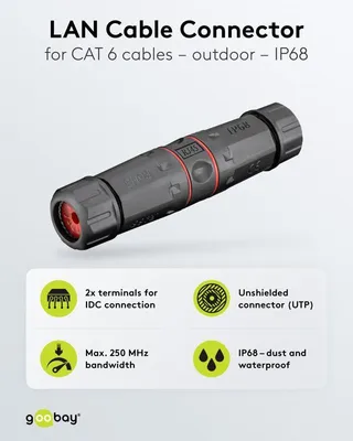 Obrázok produktu pre Microconnect KON525, RJ-45, Čierna, Priamy, Cat6, U/UTP (UTP), 22/26