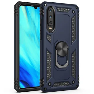 Obrázek produktu pro Huawei P30 Pro Pouzdro s Kroužkem, Dvouvrstvé Tvrdé PC TPU, Nárazuvzdorné Pouzdro s Stojánku pro Huawei P30 Pro Navy