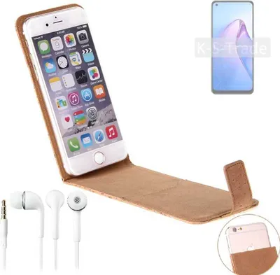 Produktbild von K-S-Trade Schutzhülle mit Kopfhörer kompatibel mit Oppo Reno8 4G Handyhülle Cover Kork Tasche Flipstyle Case