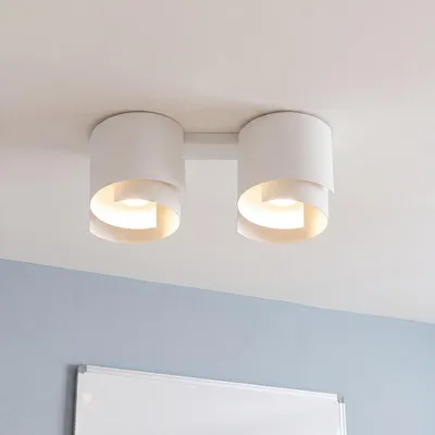 Produktbild von Deckenleuchte Weiß Metall 2x GU10 40 cm breit Modern Design Deckenlampe Wohnzimmer Flur