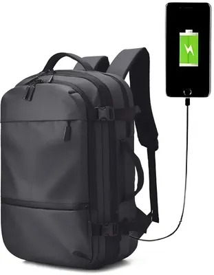Productafbeelding van CarryQuest® - Rugzak voor heren, geschikt voor een 17-inch laptop, met USB-aansluiting, grijs