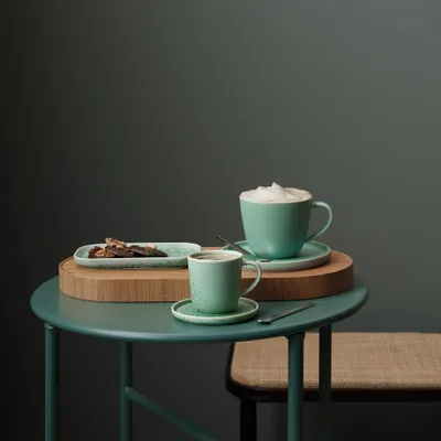 Zdjęcie produktu dla ASA Vorteilset 4 Stück Kaffeetasse mit Unterer, minto grün coppa 19020191 und Geschenk + Spende
