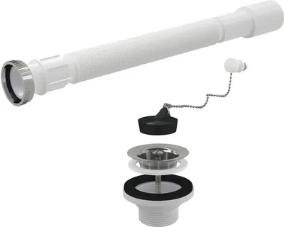 Obrázek produktu pro Umyvadlové výpusť s flexi připojením Alca A760+A31R 5/4"× 32/40 mm kov + výpusť 5/4" s nerezovou mřížkou ø 63 mm