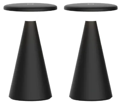 Image de Luxus Europe - Lampe de table Zakynthos - Lot de 2 - Noir - Lampe de table d'extérieur sans fil – Rechargeable