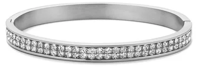 Produktbild von CO88 Collection 8CB-91082 Stahlarmband – Damen – Armreif – Kristall – 2-reihig – 6 mm breit – 58 x 51 mm – Stahl – silberfarben