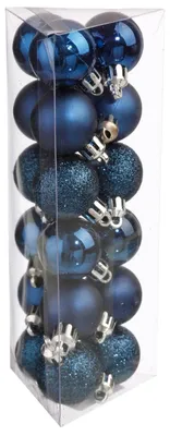 Produktbild von Winterliche Christbaum-Kugeln 18 Stück blau 3 cm - Einheitsgröße