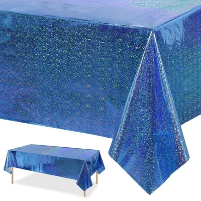 Obrázok produktu pre Obrus na stôl, modrej farby, na narodeniny, párty, plastový, vodoodolný, rozmery 274 x 137 cm