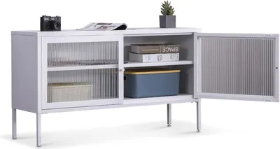 Produktbild von Coemo Sideboard Tokio aus Metall mit Glastüren Weiß
