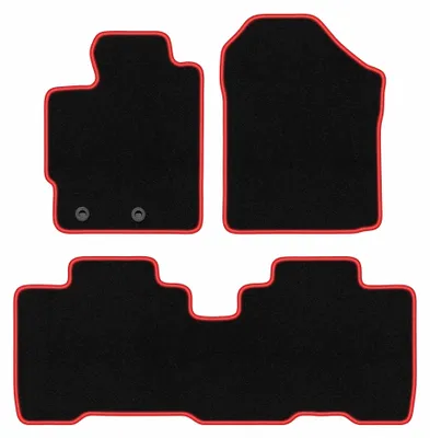 Produktbild von Velours-Fußmatten für Toyota Verso-S 2010-2015 (Minivan) – 4-tlg, Schwarz/Rot, passgenau – Wielganizator CARLUX