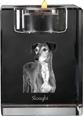 Produktbild von Saluki, Persischer Windhund - Kerzenhalter mit Hundefoto, Teelichthalter aus Kristall, personalisiertes Geschenk der Marke Art-Dog