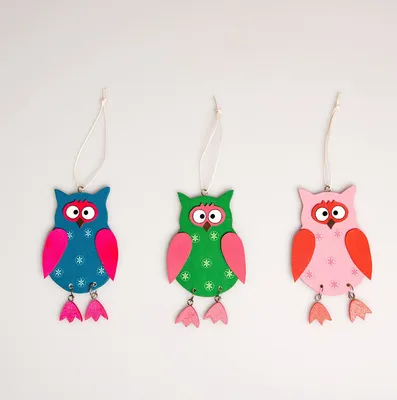 Produktbild von Weihnachtliche Aufhänger "Eulen" - 3 Stück gemischt im Set