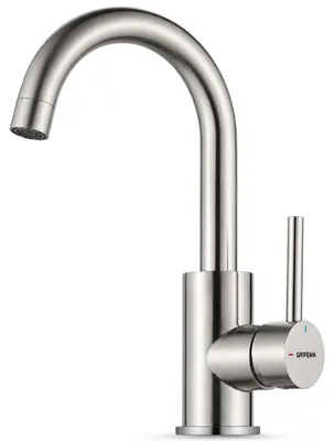 Image de Robinet de lavabo haut, robinet de lavabo à une seule poignée, acier inoxydable brossé