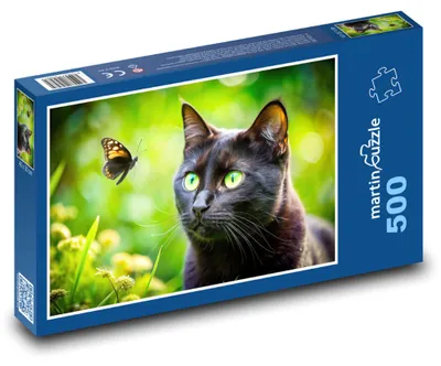 Obrázek produktu pro Puzzle 500 Motýl a černá kočka - martinpuzzle