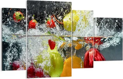 Produktbild von Bild auf Leinwand - Leinwandbild - Früchte Wasser Spritzer Essen - 120x70cm - Wand Bild - Wanddeko - Leinwanddruck - Bilder - Kunstdruck - Wanddekoration - Leinwand bilder - Wandkunst - DL120x70-2972