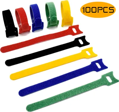 Produktbild von 100er-Pack Kabelbinder Klett Klettband wiederverwendbar Set 150mm