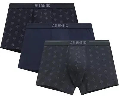 Imagen del producto de Pantalones cortos tipo bóxer, pack de 3, color gris azul marino, con estampado moderno, talla L