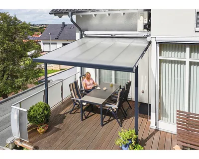 Produktbild von Terrassenüberdachung gutta Bausatz Doppelstegplatten transparent 306 x 306 cm anthrazit