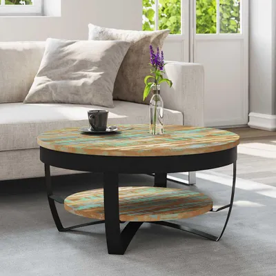Produktbild von vidaXL Couchtisch mit Ablage Altholz Massiv 65x32 cm