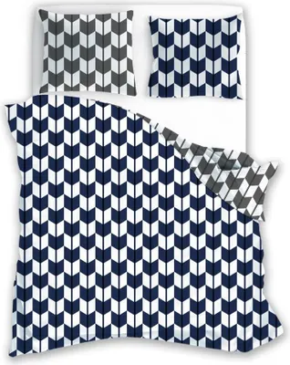 Obrázok produktu pre Bavlnená posteľná bielizeň 160x200 Pure 07 geometry navy grey Faro
