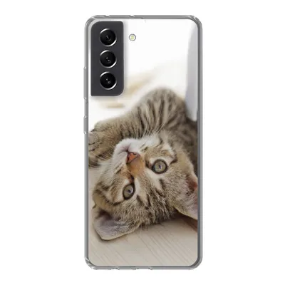 Produktbild von MuchoWow® Handyhülle Schutzhülle Hülle für Samsung Galaxy S21 FE Kätzchen - Sonne - Braun - Mädchen - Kinder - Jungen - Kind Silikon Softcase Handy Hülle - Mobiltelefonhülle